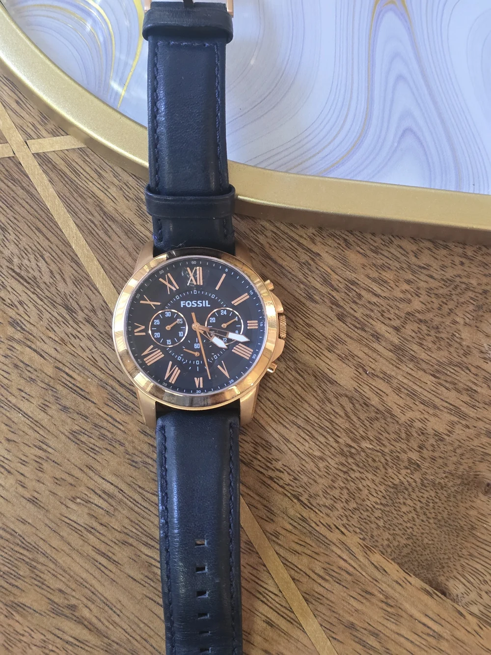 Fossil Men's Blue Leather Chronograph Watch - Navy